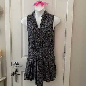 ⚫️DEREK LAM - SLV LESS FLORAL BUTTON FRONT TIE FRONT DRESS⚫️